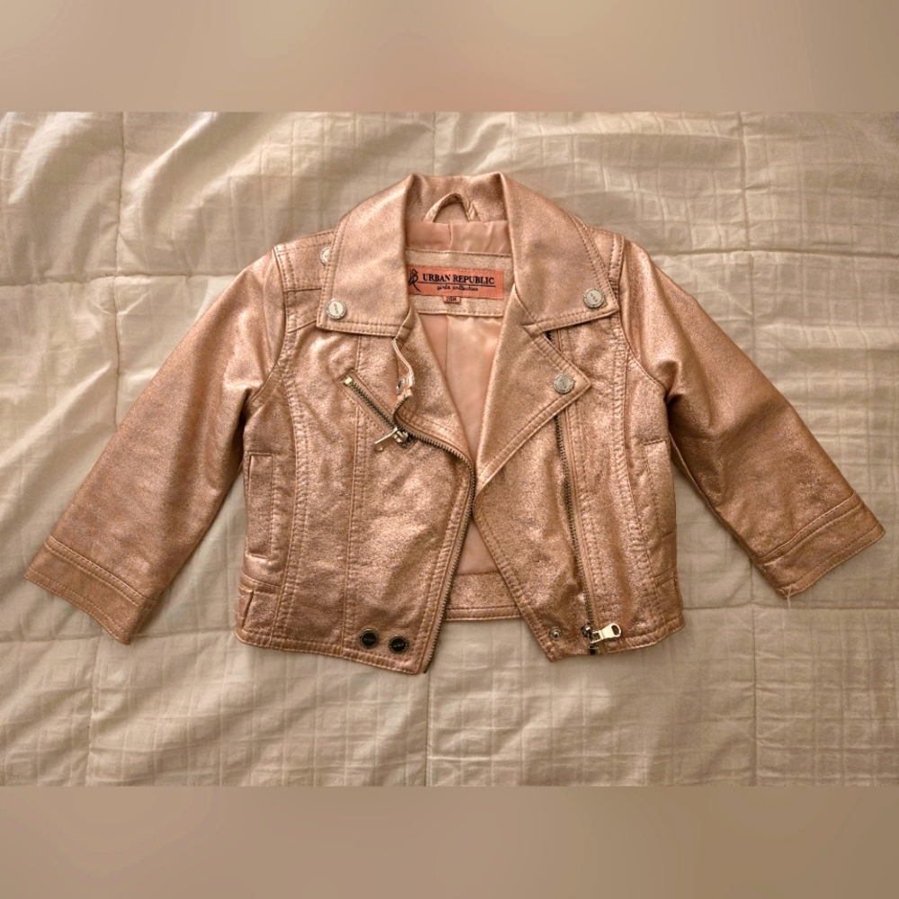Rose Gold Faux Leather Toddler Coat